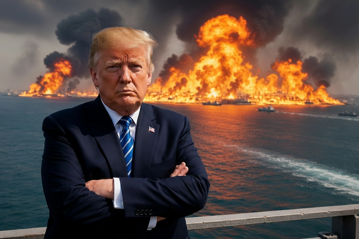 Трамп объявил себя «стражем» Ормуза 14 июля: США бомбят Бушер и остров Абу-Муса, Иран атакует базы в Бахрейне. Обложка © ИИ-иллюстрация: создано редакцией Life.ru с использованием ChatGPT (OpenAI)