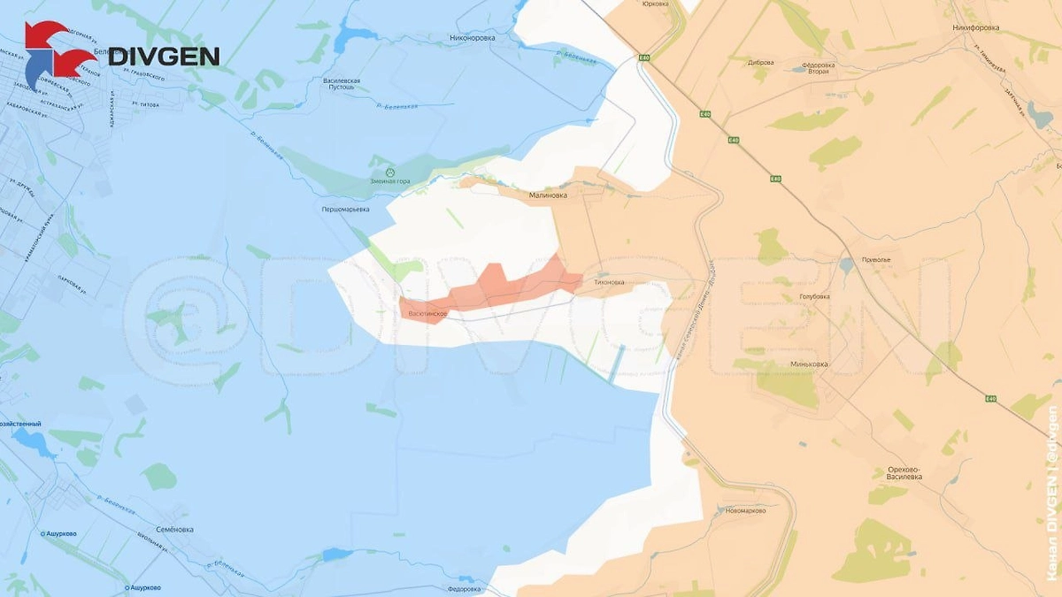 Карта СВО на 18 июля 2026 года: ВС РФ зашли в Васютинское. Фото © Telegram /DIVGEN 🚩 Карта СВО
