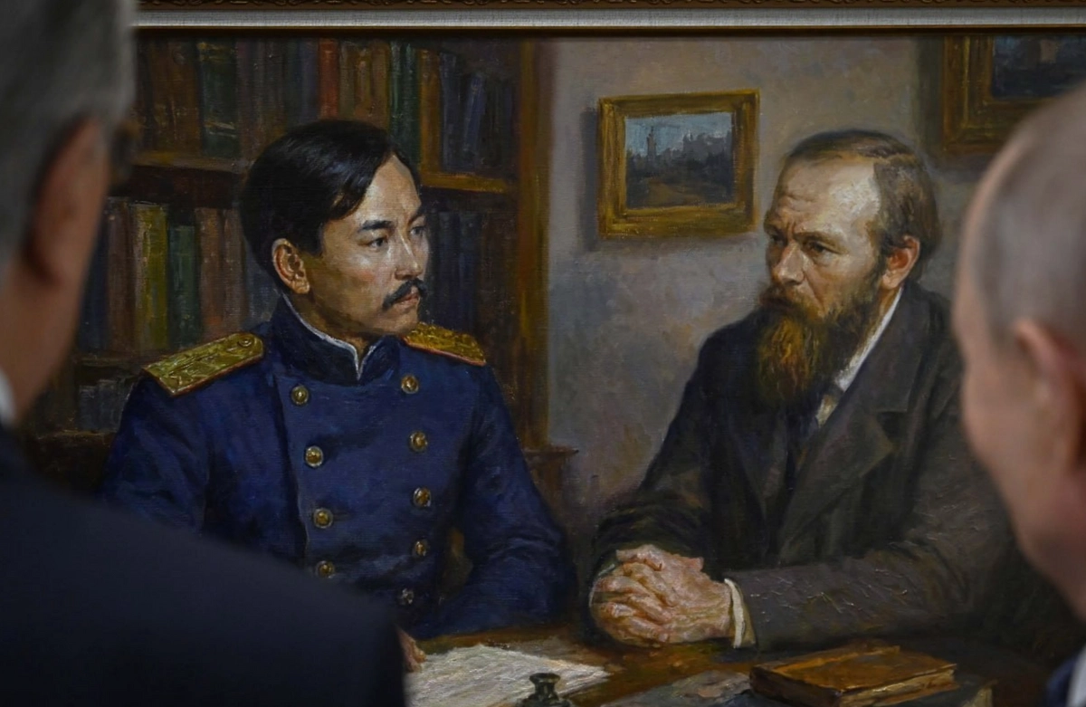  Токаев подарил Путину картину с Валихановым и Достоевским.  Фото © Telegram / Aqorda