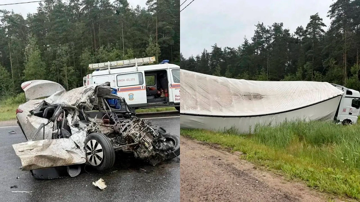 Страшная авария под Тверью унесла жизнь целой семьи с двумя детьми. Фото © Telegram / Госавтоинспекция Тверской области