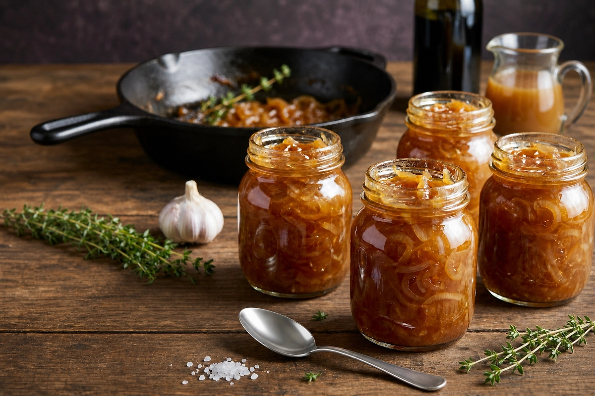 Луковое варенье: рецепт заготовки к мясу и сыру. ИИ-иллюстрация: создано редакцией Life.ru с использованием ChatGPT (OpenAI) 