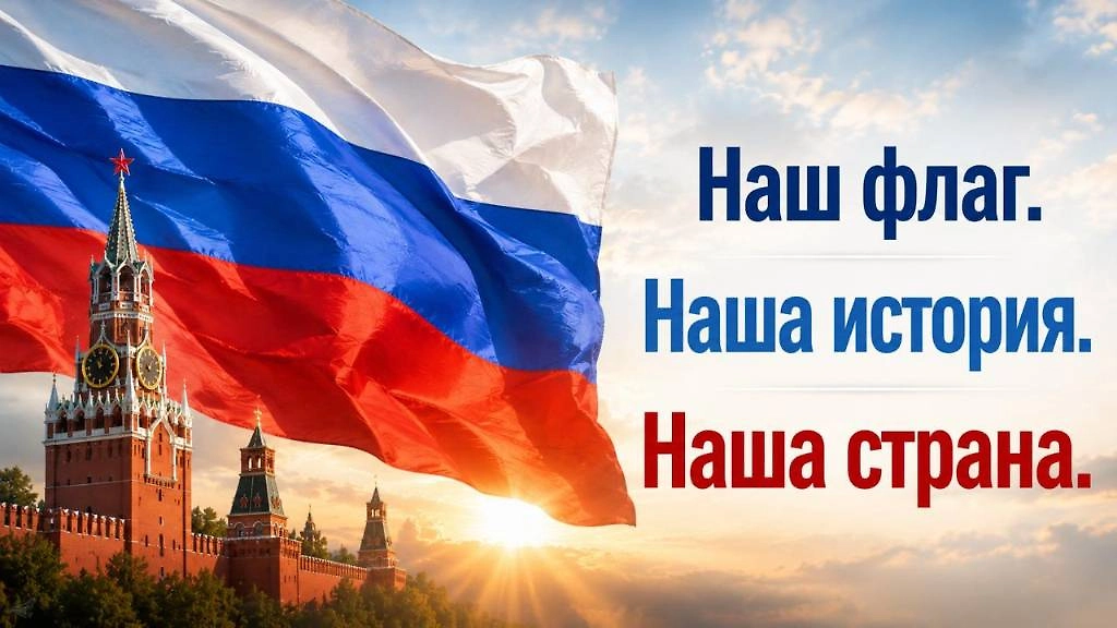 Патриотичная открытка с российским триколором к 22 августа