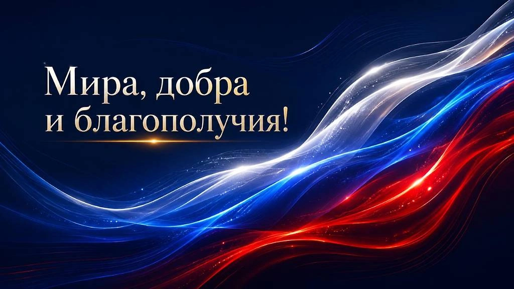 Открытка с пожеланием мира в День российского флага
