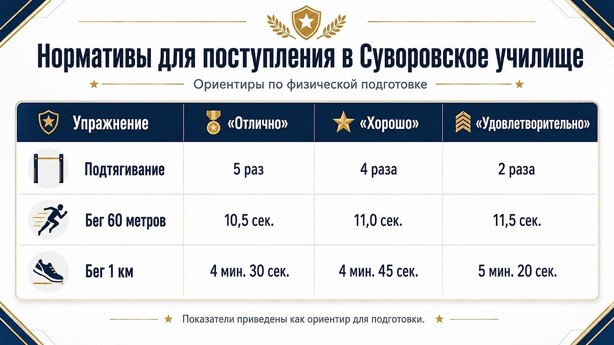 Нормативы для поступления в Суворовское училище: подтягивание и бег. Инфографика Life.ru