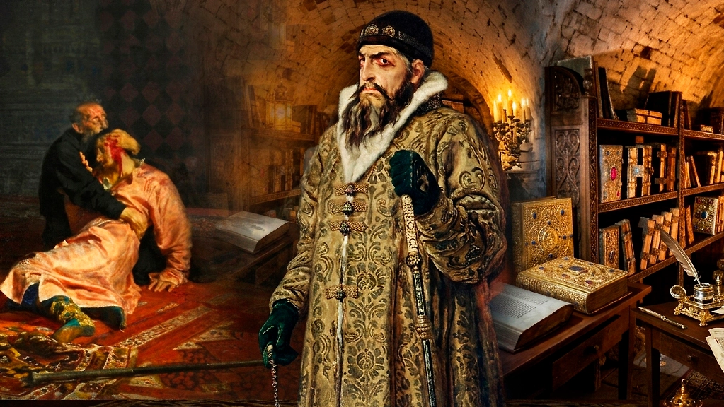 Что Иван Грозный унёс с собой в могилу: неразгаданные тайны первого русского царя. Коллаж © Life.ru, фото. © Wikipedia / Илья Ефимович Репин © Wikipedia / Виктор Михайлович Васнецов © ИИ-иллюстрация: создано редакцией Life.ru с использованием Nano Banana AI.