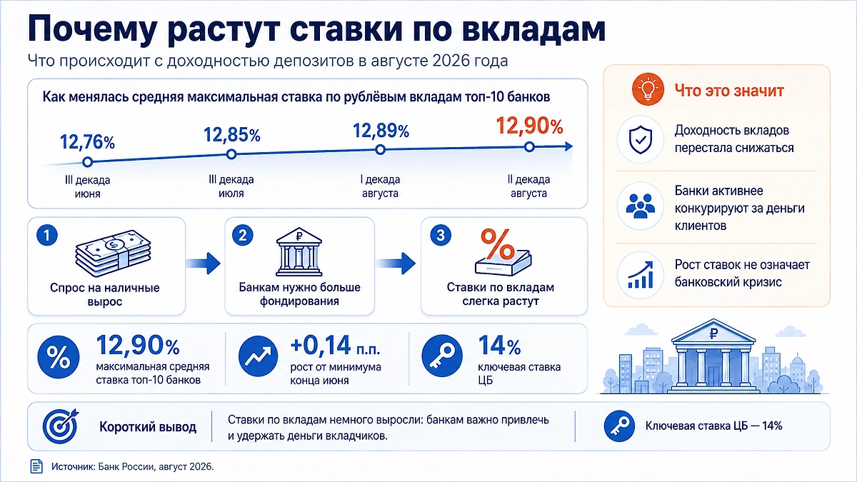 Как менялись ставки по вкладам в России летом 2026 года. Инфографика © Life.ru