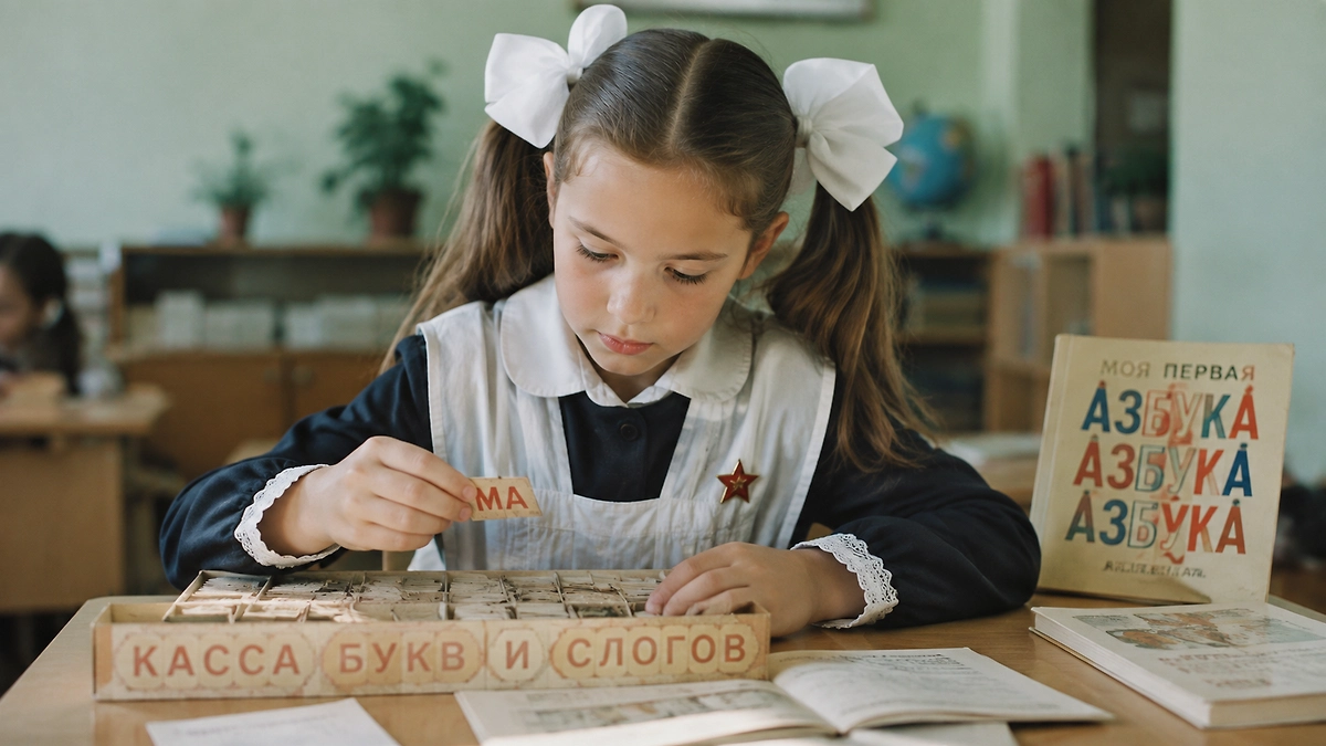 Советская касса букв и слогов для первоклассников. Фото © ИИ-иллюстрация: создано редакцией Life.ru с использованием ChatGPT (OpenAI)