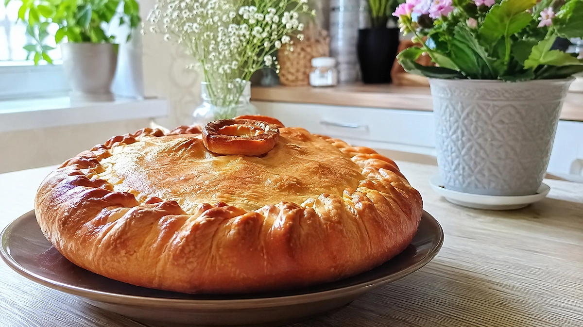 Элеш — круглый пирог с курицей и картофелем. ИИ-иллюстрация: создано редакцией Life.ru с использованием ChatGPT (OpenAI) 