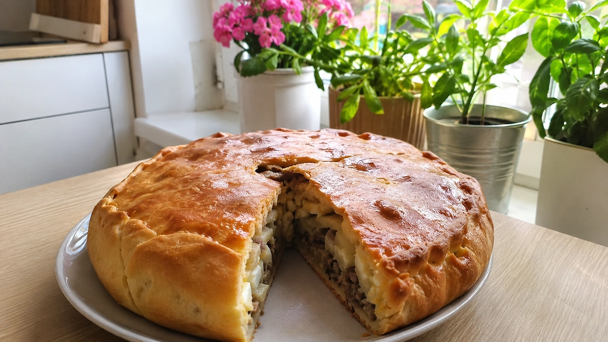 Губадия — многослойный праздничный пирог татарской кухни. ИИ-иллюстрация: создано редакцией Life.ru с использованием ChatGPT (OpenAI) 