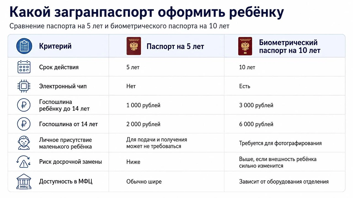Какой загранпаспорт оформить ребёнку. Инфографика © Life.ru