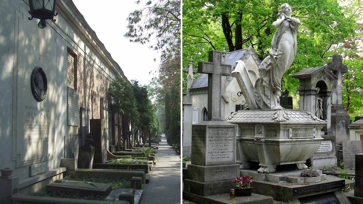 Старые Повонзки в Варшаве: историческое кладбище с могилами выдающихся поляков. Фото © Wikipedia / Hubert Śmietanka, © Wikipedia / Aw58.