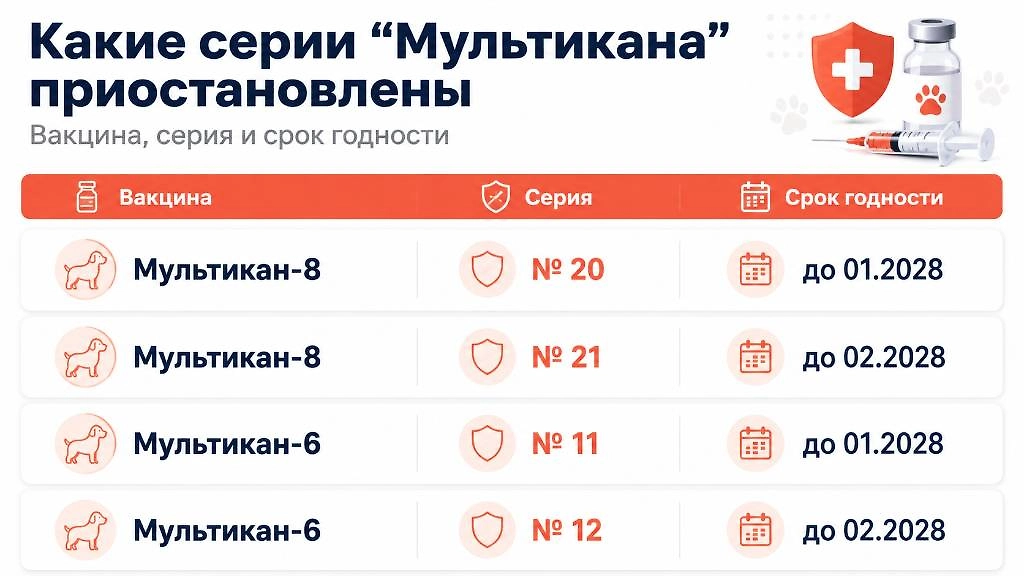 Какие серии вакцин «Мультикан-8» и «Мультикан-6» приостановлены в 2026 году: номера серий и сроки годности. Инфографика © Life.ru