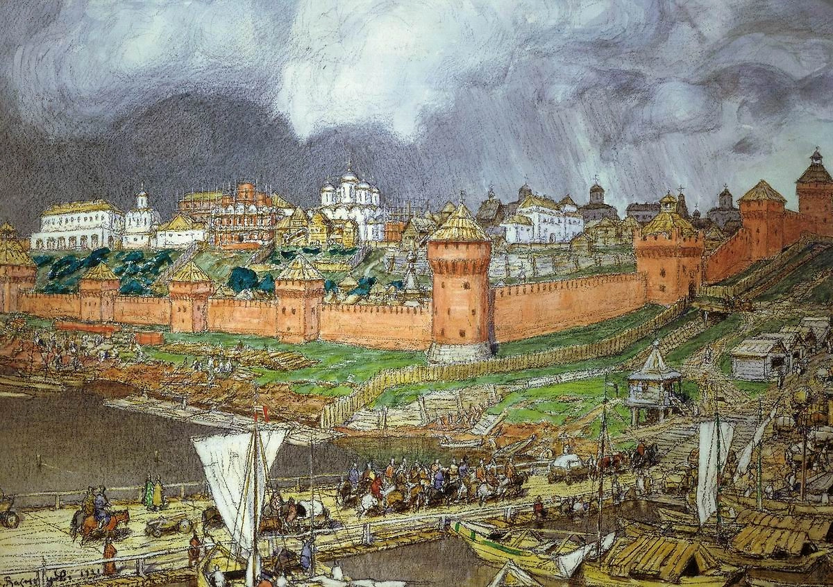 Московский Кремль при Иване III: белый камень сменил кирпич.Фото © Wikipedia / Васнецов Аполлинарий Михайлович