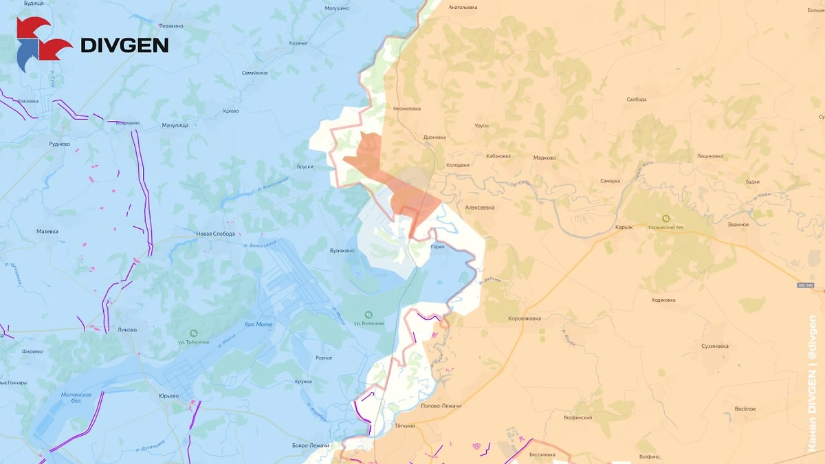 ВС РФ начинают наступление от Тёткина. Фото © Telegram / DIVGEN 🚩 Карта СВО