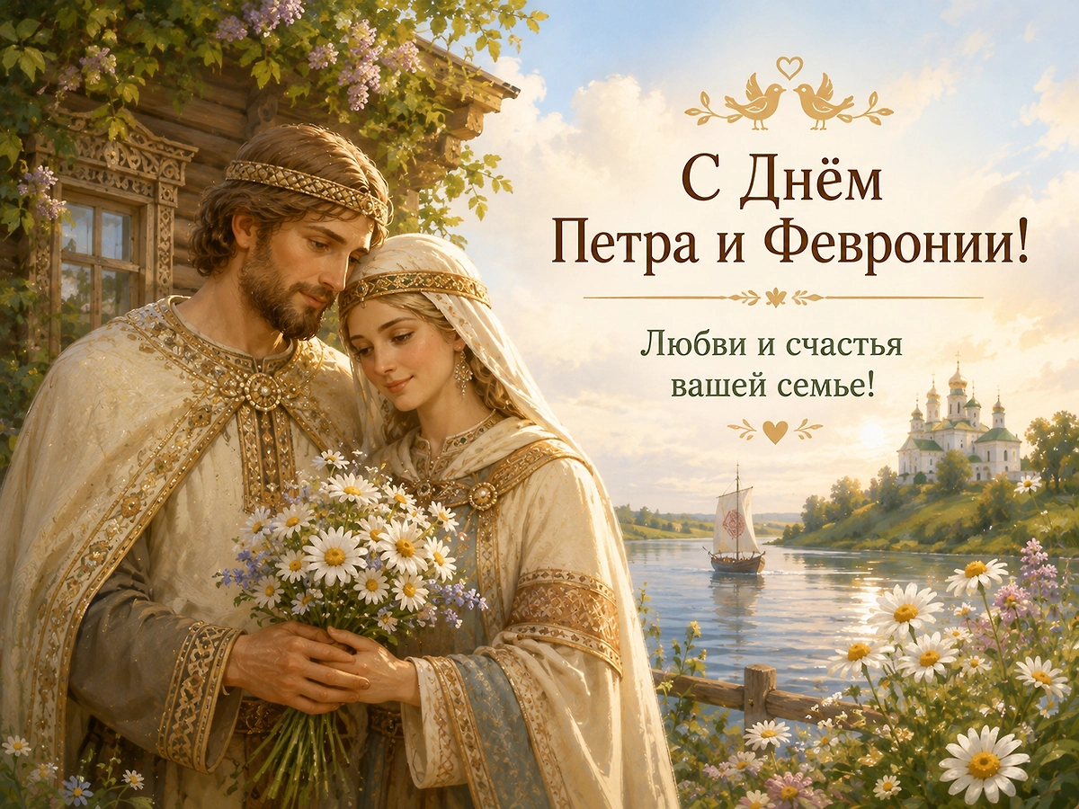 Открытки ко дню Петра и Февронии. ИИ-иллюстрация: создано редакцией Life.ru с использованием ChatGPT (OpenAI)