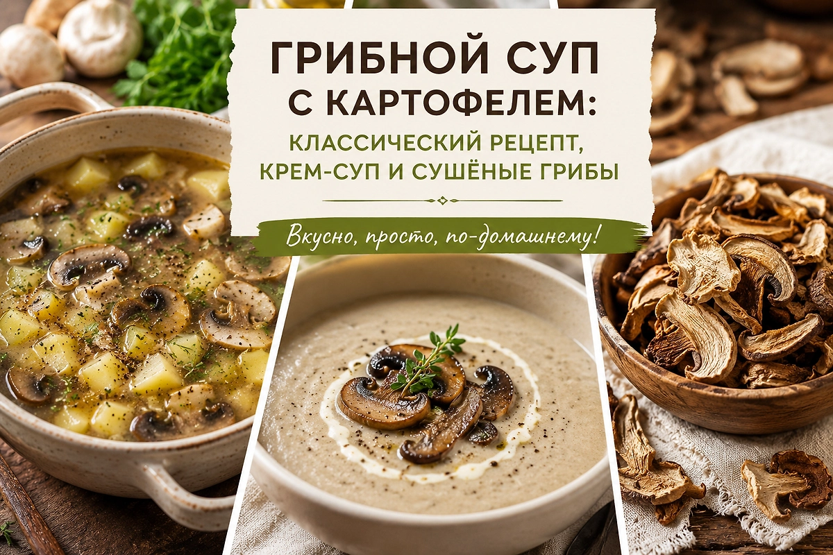 Грибные супы на каждый день — из сушеных, суп-пюре и классика. Обложка .ИИ-иллюстрация: создано редакцией Life.ru с использованием ChatGPT (OpenAI)