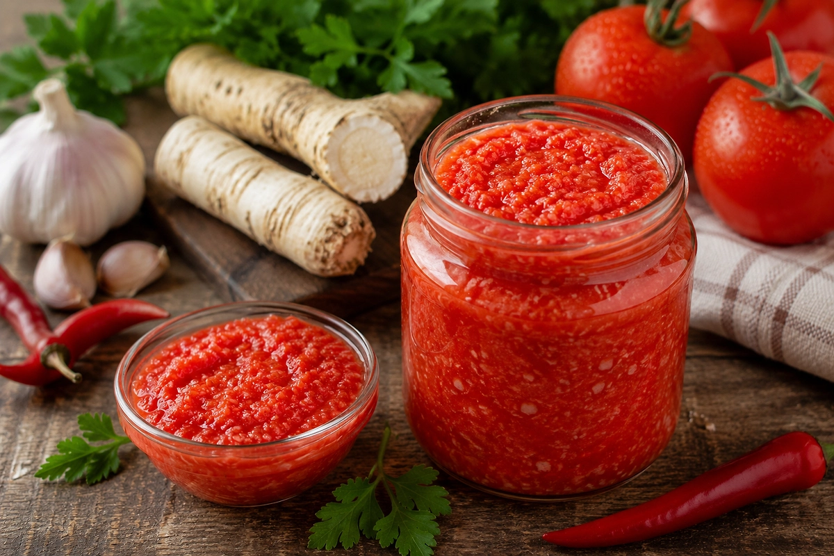 Хреновина — рецепт вкусной и простой закуски к столу. Фото ИИ-иллюстрация: создано редакцией Life.ru с использованием ChatGPT (OpenAI)