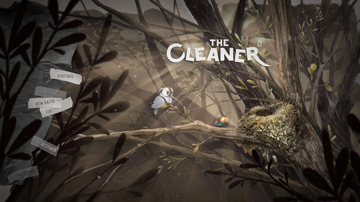 Кадр из The Cleaner — приключенческой игры о маленькой птице Таки в нарисованном мире природы. ©  two7two studio