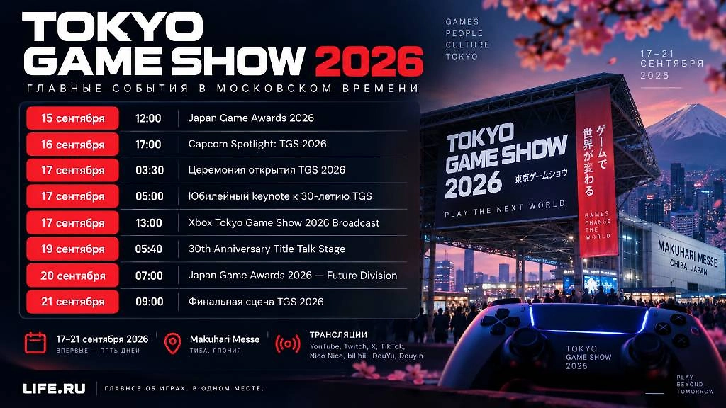Tokyo Game Show 2026 впервые продлится пять дней — с 17 по 21 сентября. Инфографика © Life.ru