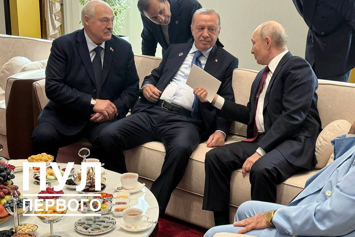 Лукашенко, Эрдоган и Путин на саммите ШОС. Обложка © «Пул Первого»