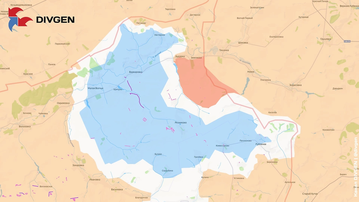 ВС РФ освободили село Черняков. Карта зоны СВО. Фото © Telegram / Divgen