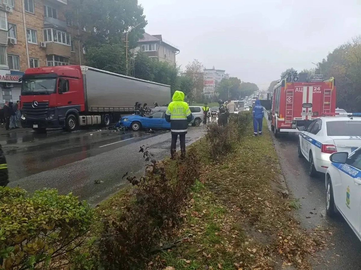 Четыре человека пострадали в лобовом ДТП в Артёме. Фото © Telegram / Полиция Приморья