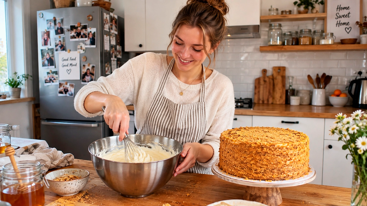 Крем для самого вкусного медовика: заварной, сметанный, творожный. ИИ-иллюстрация: создано редакцией Life.ru с использованием ChatGPT (OpenAI)