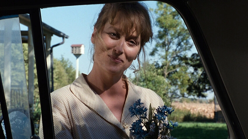 Кадр из фильма «Мосты округа Мэдисон» (1995), где Мэрил Стрип играет замужнюю женщину, у которой начинается короткий роман с фотографом, пока семья в отъезде.