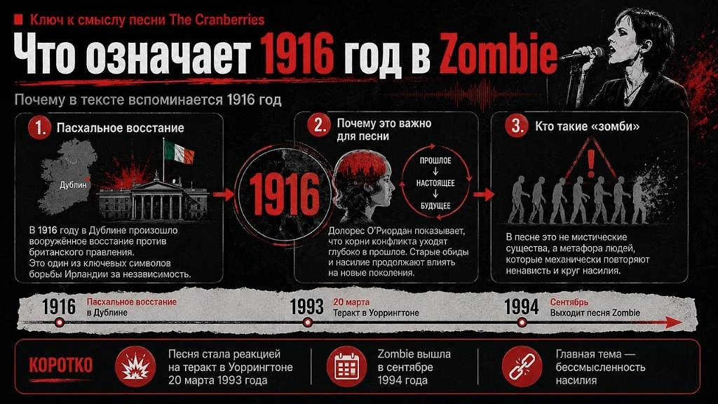 Что означает 1916 год в Zombie: как Пасхальное восстание и многолетний конфликт в Ирландии связаны со смыслом песни Долорес О’Риордан.