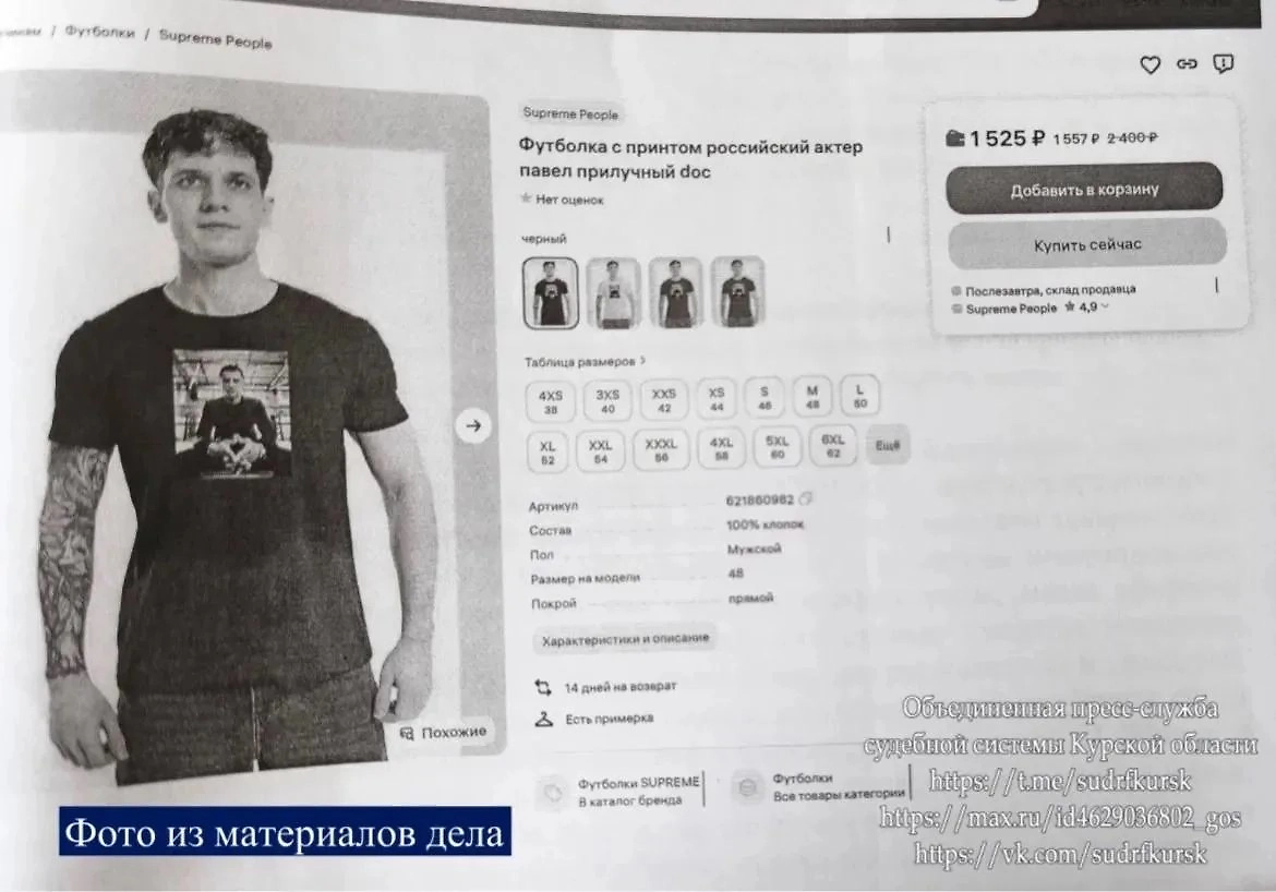 Актёр Прилучный засудил курского бизнесмена за футболки со своим лицом. Фото © «Макс» / Объединенная пресс-служба судебной системы Курской области