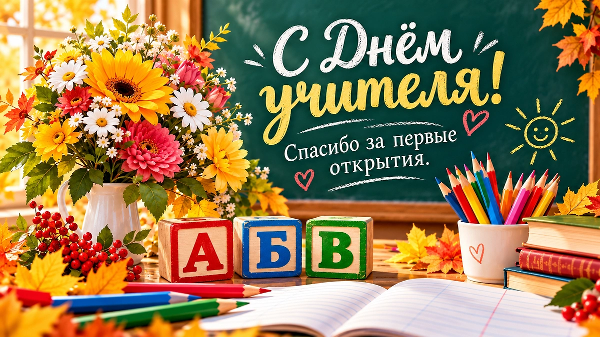 Открытки учителю начальных классов на 5 октября. ИИ-иллюстрация: создано редакцией Life.ru с использованием ChatGPT (OpenAI)
