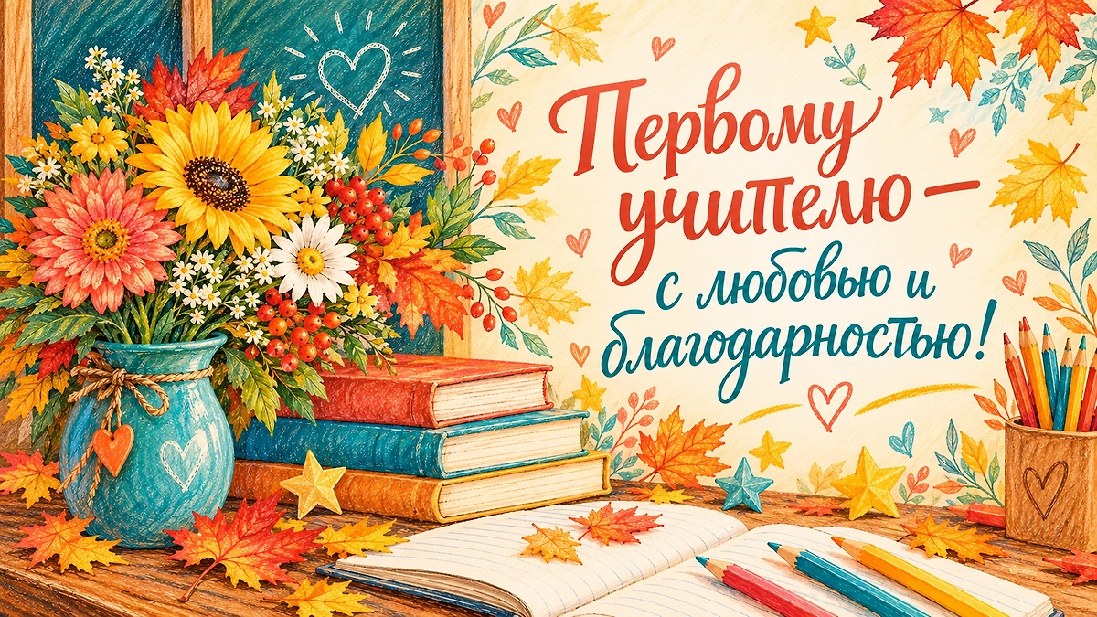 Картинки с Днём учителя для первой учительницы. ИИ-иллюстрация: создано редакцией Life.ru с использованием ChatGPT (OpenAI)