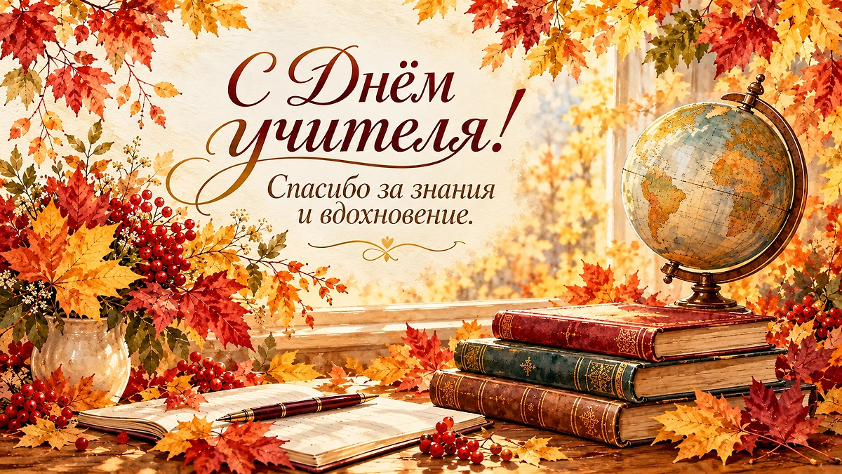 Открытка учителю на праздник 5 октября 2026 года. ИИ-иллюстрация: создано редакцией Life.ru с использованием ChatGPT (OpenAI)