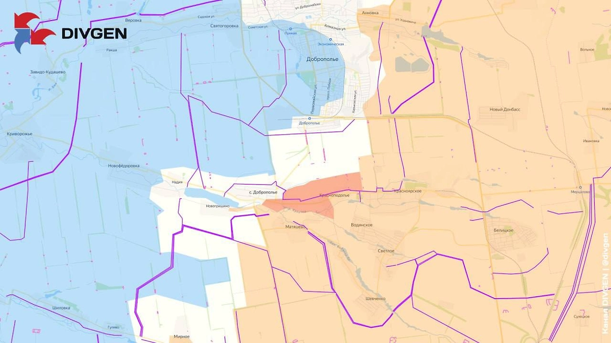Карта СВО на 6 сентября 2026 года. Армия России вошла в Доброполье. Фото © Telegram / DIVGEN 🚩 Карта СВО