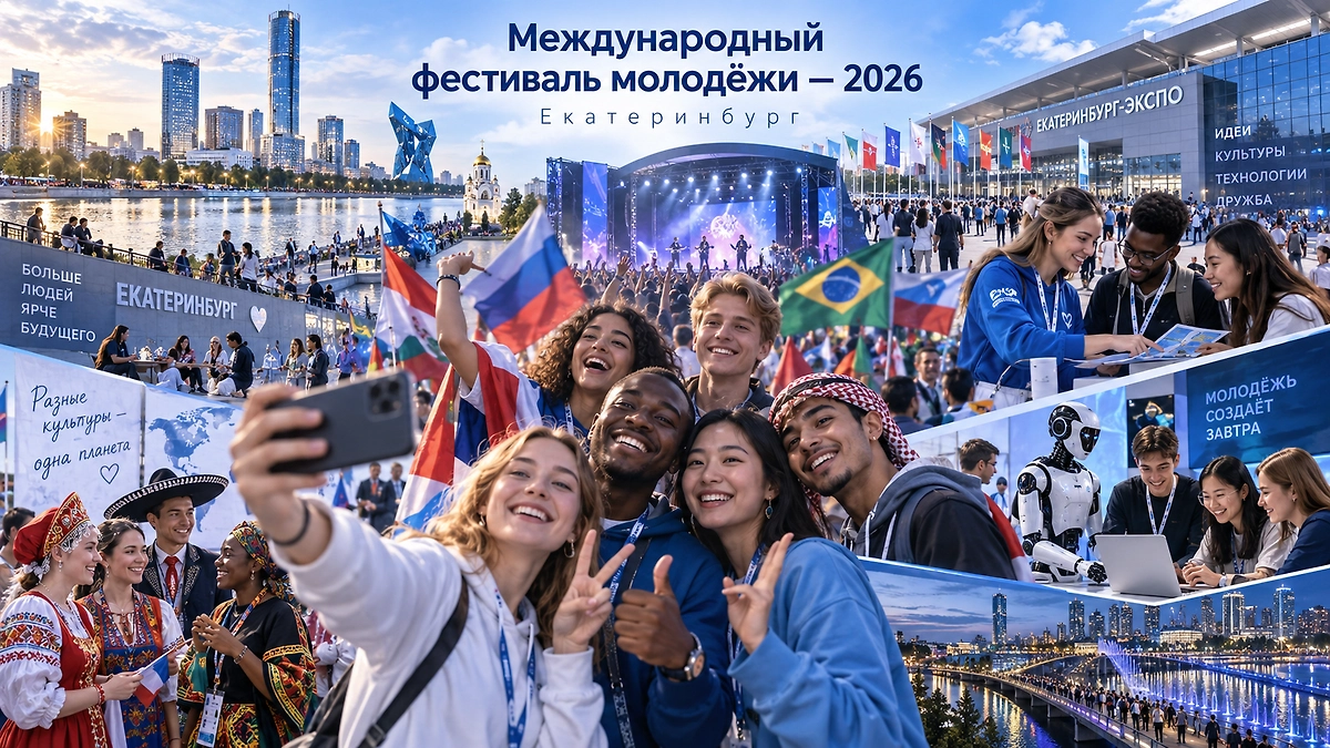 Международный фестиваль молодёжи — 2026 пройдёт в Екатеринбурге с 11 по 17 сентября. ИИ-иллюстрация: создано редакцией Life.ru с использованием ChatGPT (OpenAI)