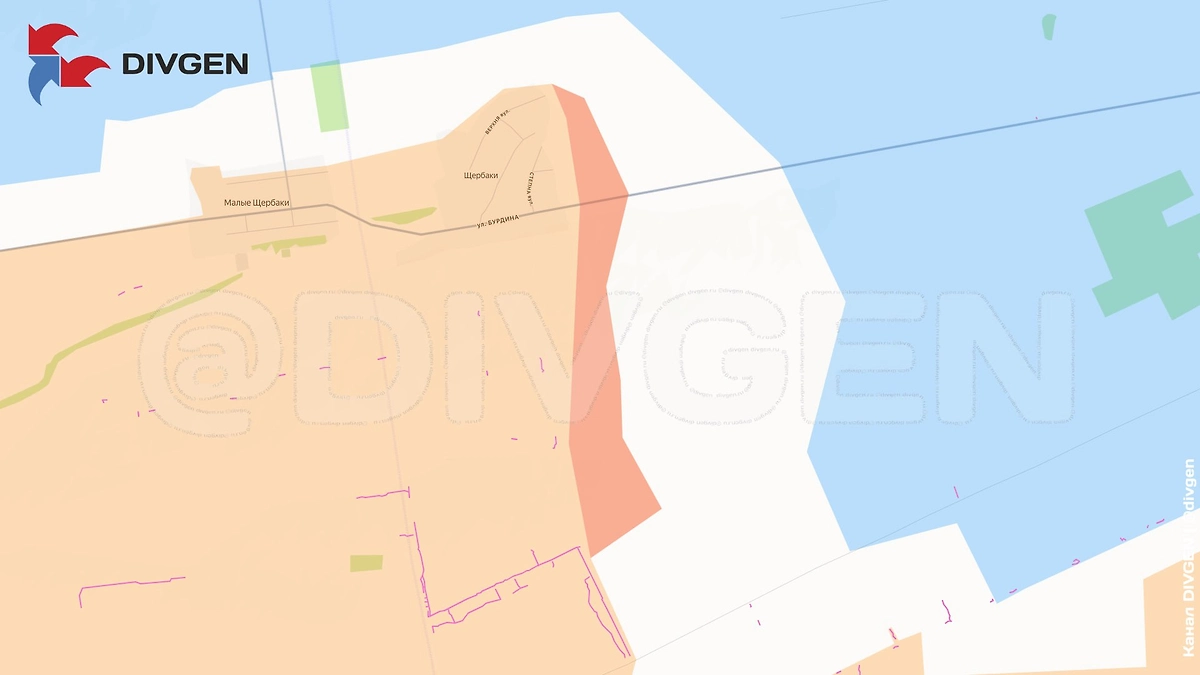 Карта СВО на 19 января 2026 года. Армия России контролирует Щербаки и Малые Щербаки в Запорожской области. Фото © Telegram / divgen