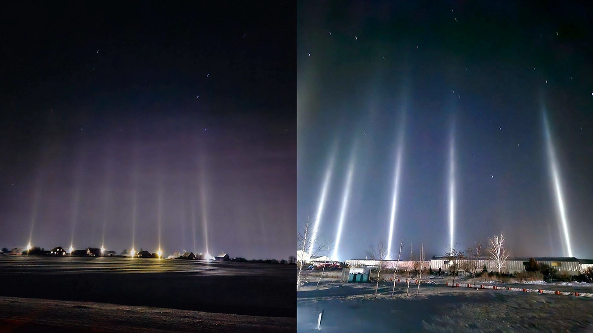 Световые столбы осветили небо в российских регионах на фоне аномальных холодов