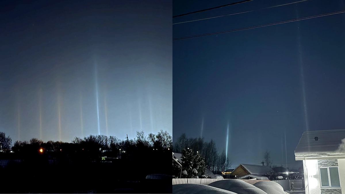 Световые столбы осветили небо в российских регионах на фоне аномальных холодов