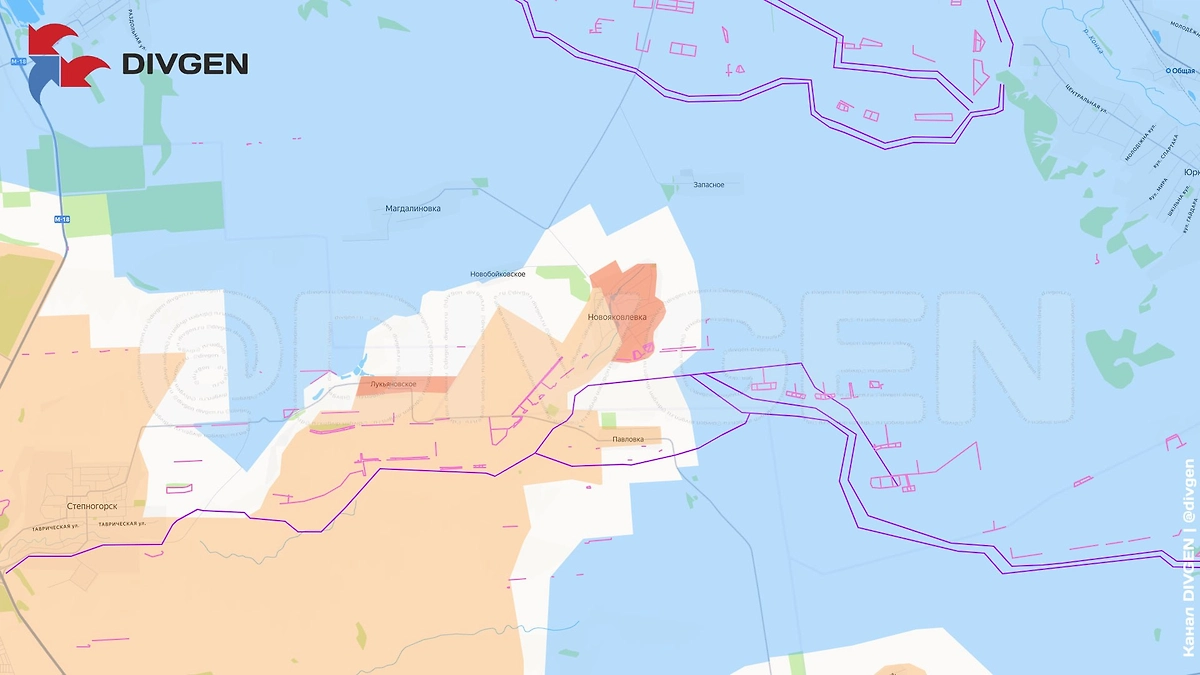 Карта СВО на 28 января 2026 года. Запорожское направление. ГрВ «Днепр» освободила Новояковлевку. Восстановлен контроль над селом Лукьяновское. Фото © Telegram / DIVGEN 🚩 Карта СВО