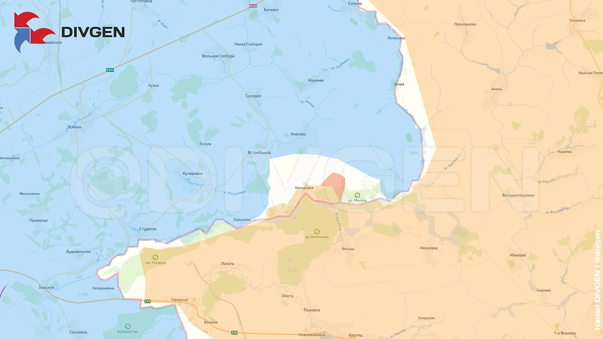 Карта СВО на 30 января 2026 года. Штурмовые подразделения взяли н.п. Белая Берёза в Сумской области. Фото © Telegram / DIVGEN 🚩 Карта СВО