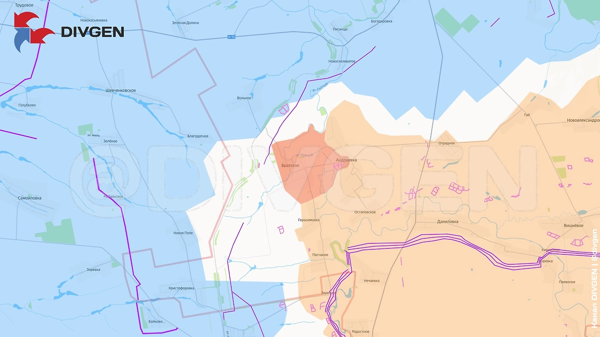 Карта СВО на 9 января 2026 года. Фото © Telegram / DIVGEN 🚩 Карта СВО