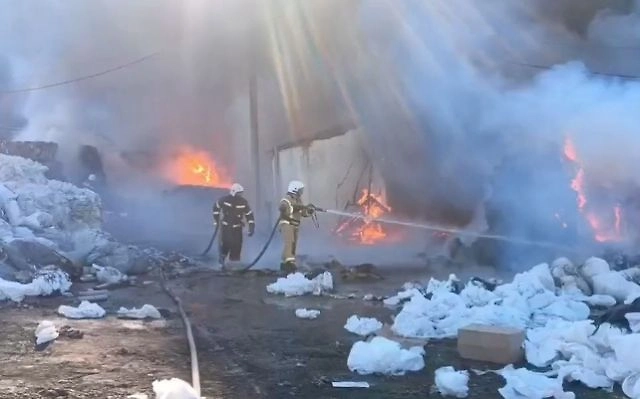 Пожар на базе вторсырья под Пензой охватил 1000 квадратных метров. Обложка © МЧС РОССИИ ПО ПЕНЗЕНСКОЙ ОБЛАСТИ