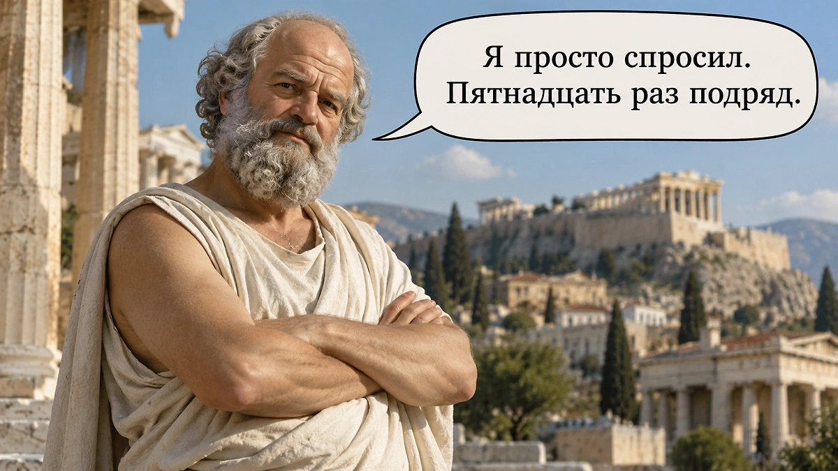 Метод Сократа: как философ с помощью вопросов находил противоречия в словах собеседника? Фото © ИИ-иллюстрация: создано редакцией Life.ru с использованием ChatGPT (OpenAI)