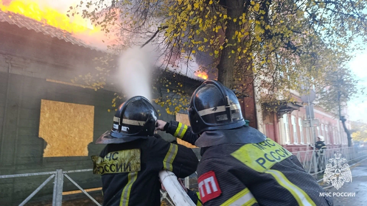 Пожар возле школы в Орле. Фото © Макс / МЧС Орловской области