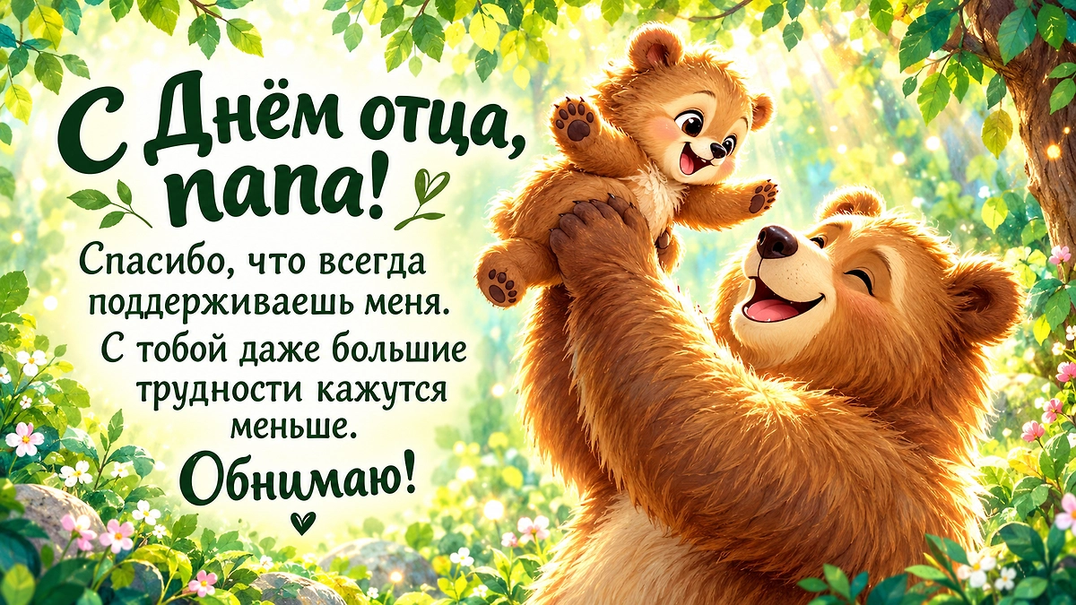 Открытка с Днём отца от взрослой дочери: доброе поздравление с юмором. ИИ-иллюстрация: создано редакцией Life.ru с использованием ChatGPT (OpenAI)