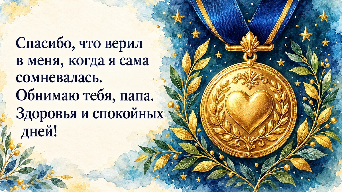 Красивая открытка папе от дочки с Днём отца: слова благодарности за поддержку. ИИ-иллюстрация: создано редакцией Life.ru с использованием ChatGPT (OpenAI)