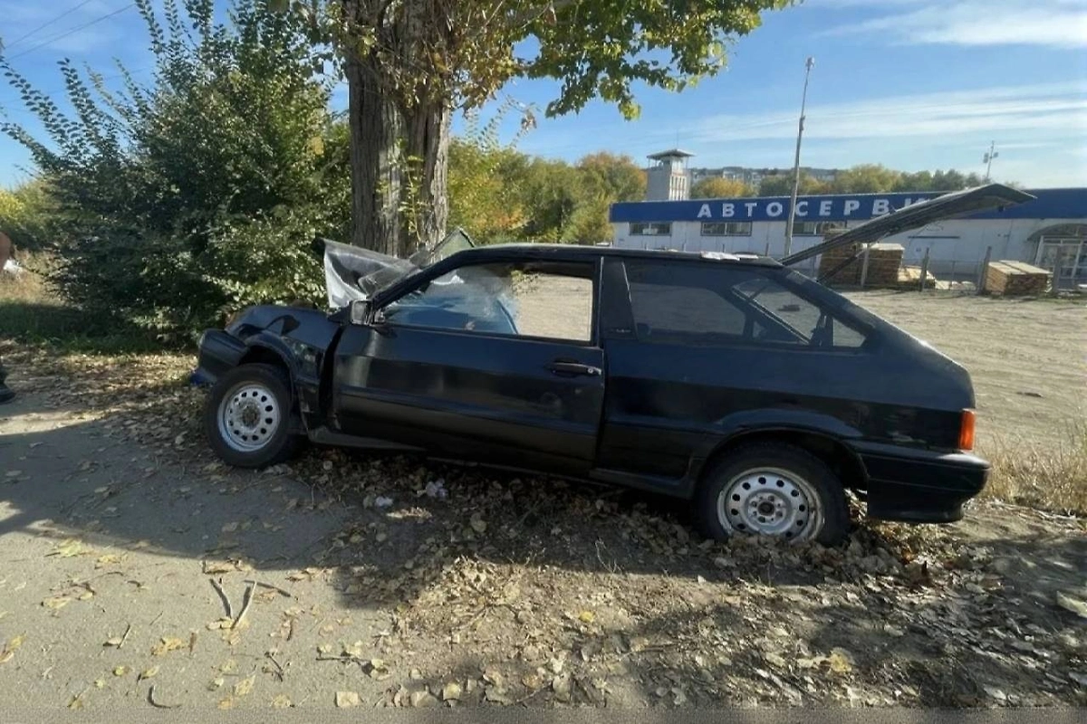 В Саратове школьник за рулём ВАЗ врезался в дерево, погиб пассажир. Обложка © Telegram / МВД 64