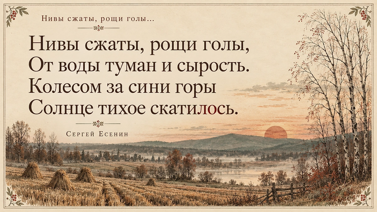 «Нивы сжаты, рощи голы»: осенние стихи Есенина и их смысл. ИИ-иллюстрация: создано редакцией Life.ru с использованием ChatGPT (OpenAI).
