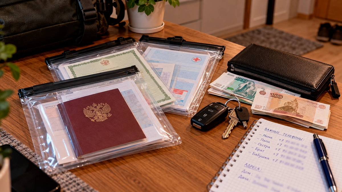 Документы и деньги в тревожном чемоданчике: что подготовить заранее на случай срочной эвакуации? ИИ-иллюстрация: создано редакцией Life.ru с использованием ChatGPT (OpenAI)