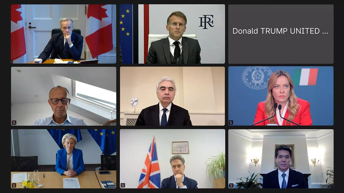 Трамп единственный не включил камеру на виртуальном саммите G7. Фото © X/ Fatih Birol